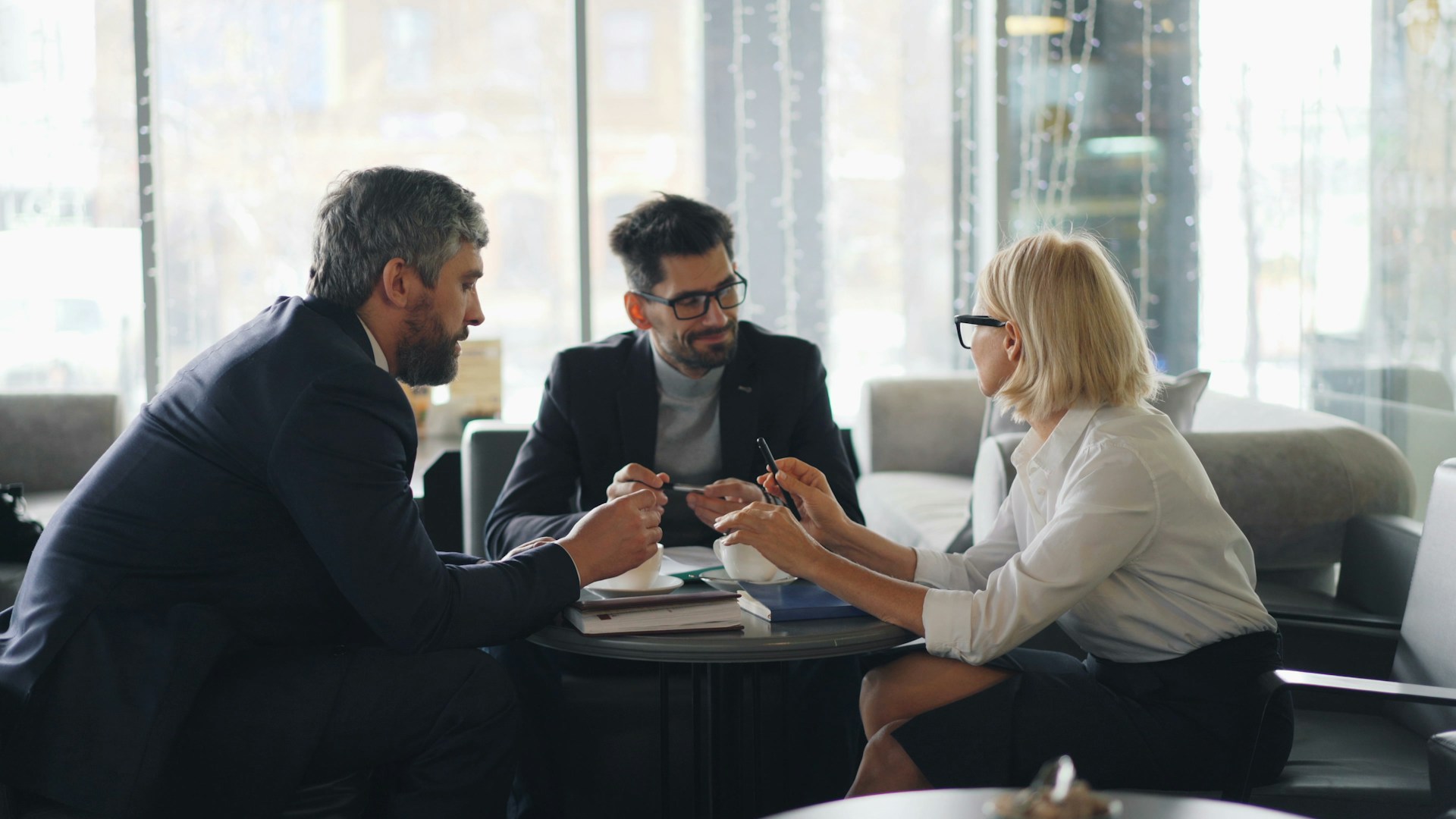 Business owners discussing funding